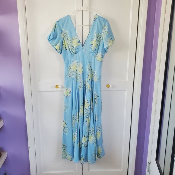 Women’s Free People Laura Midi Dress in Blue Floral - Picture 9 of 9